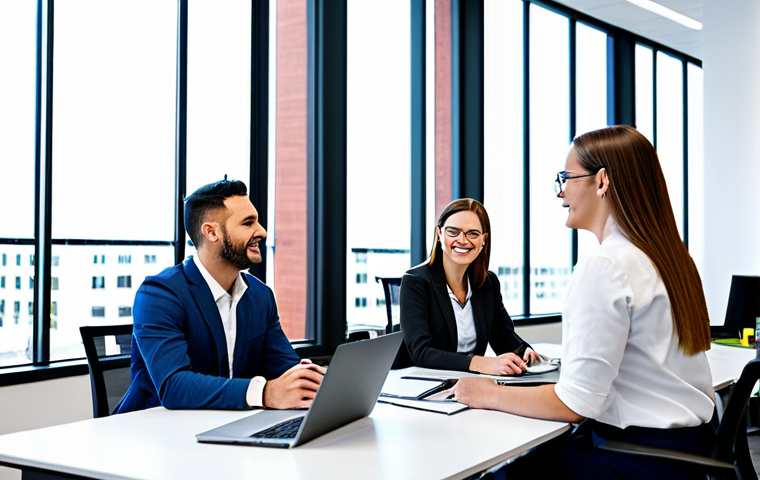 Modern Office Environment**

"A diverse team of professionals collaborating in a bright, modern office space. Fully clothed, appropriate attire, safe for work. Focus on teamwork and positive energy, with laptops, whiteboards, and large windows in the background. Perfect anatomy, natural proportions, professional photography, high quality."

**