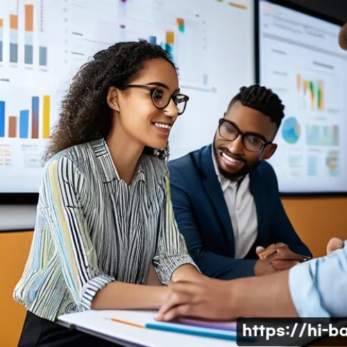 비즈니스 애널리스트 연봉 트렌드 - **Collaborative Business Analysts Problem-Solving**:
    "A diverse team of four business analysts (...