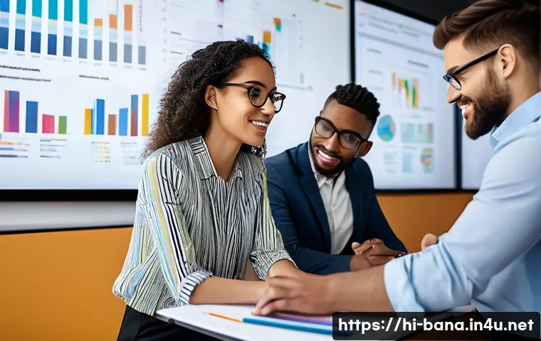 비즈니스 애널리스트 연봉 트렌드 - **Collaborative Business Analysts Problem-Solving**:
    "A diverse team of four business analysts (...