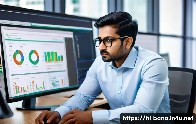 비즈니스 애널리스트 면접 질문 - A professional Indian business analyst in a modern office setting, wearing formal attire and glasses...