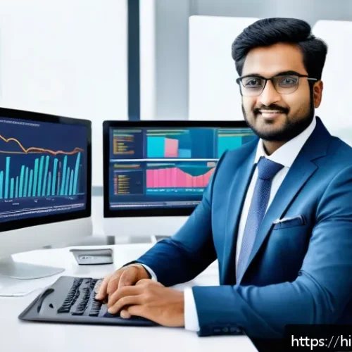 비즈니스 애널리스트 자격증 유효 기간 - A professional Indian business analyst in formal office attire, sitting confidently at a modern desk...