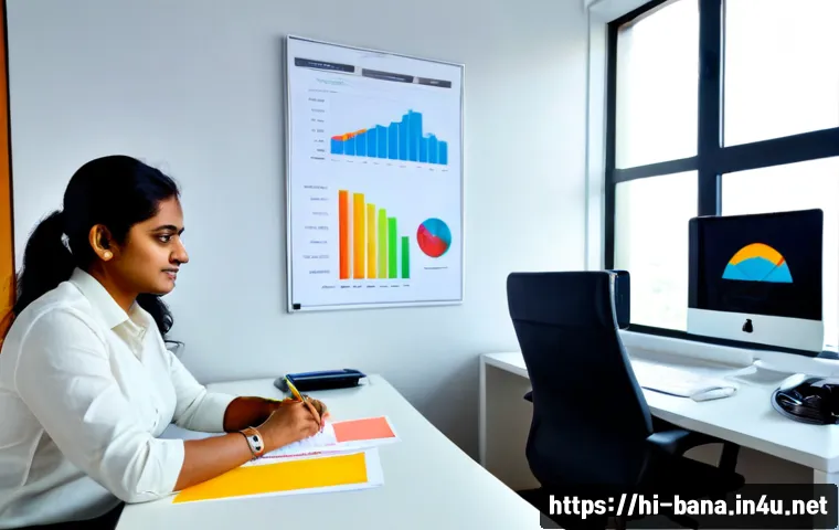 Home 16 비즈니스 애널리스트 실습 자료 - Photorealistic business analyst practice session in a bright modern office, focused South Asian prof...